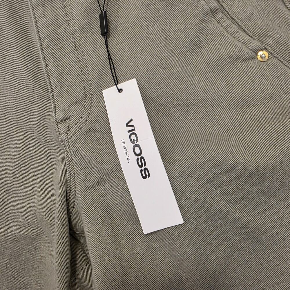 Vigoss Tan Janis Baggy‎ Elastic Waist High Rise Casual Crop Jeans Size 27 - Picture 7 of 11